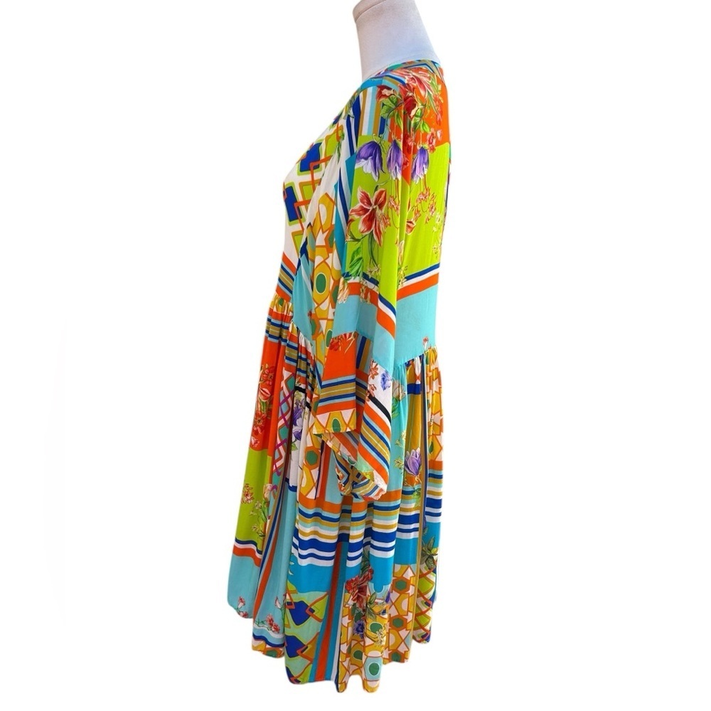 Johnny Was Mixi Short Kaftan Mini Dress Kimono Sleeves Beach Boho Tassels Small - Picture 10 of 14